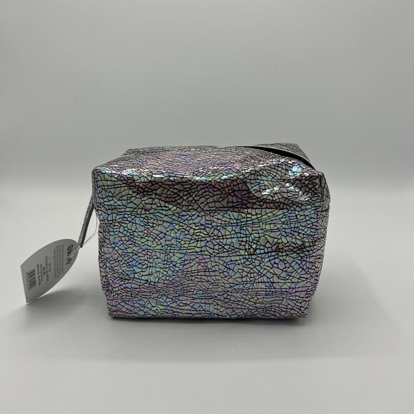 Silver Crackle Beauty Small Zippered Cosmetic Bag - NWT - Picture 5 of 6